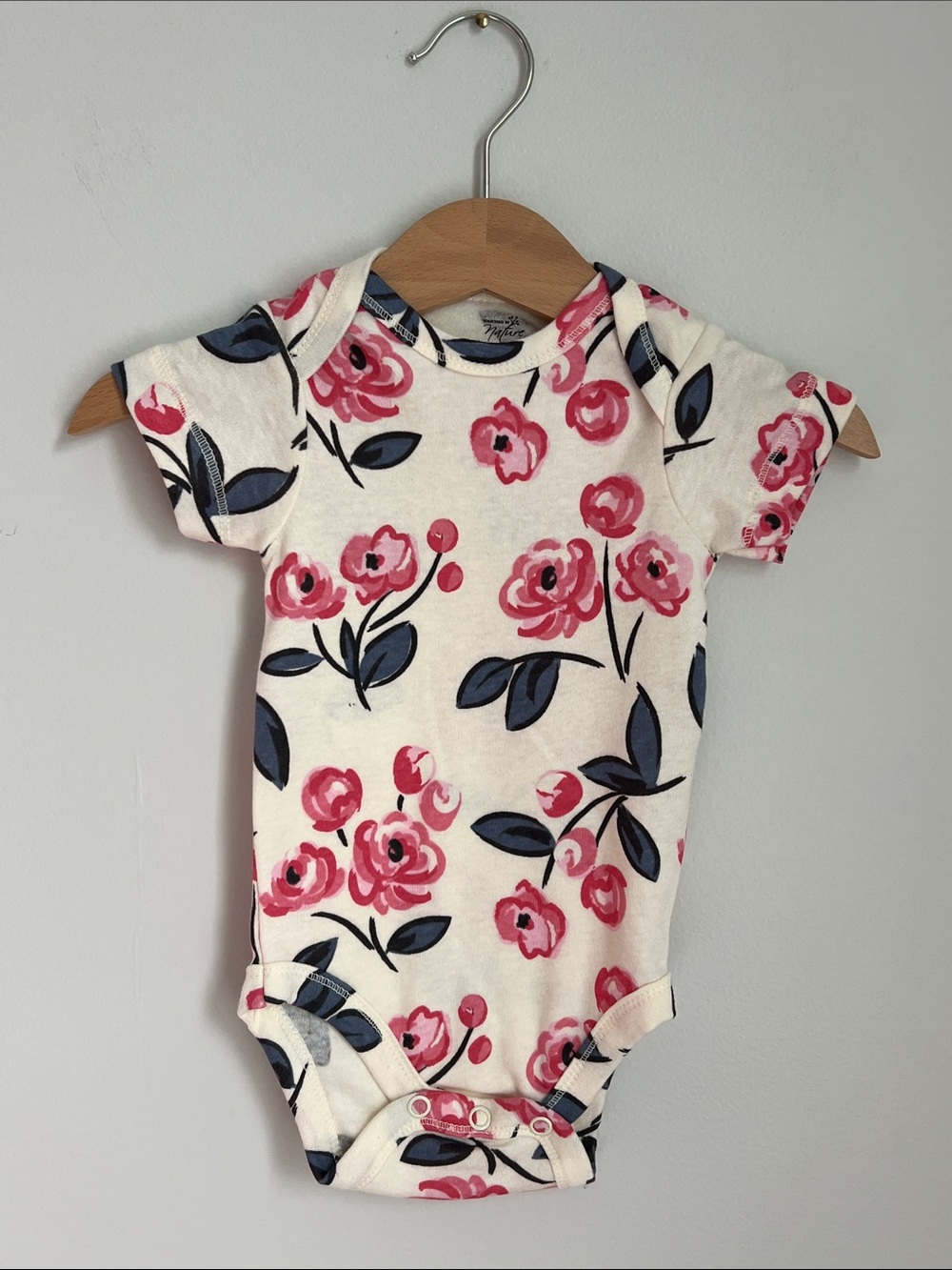 Touched By Nature | 100% Organic Cotton Baby Onesie Cream Floral NWOT Sz NB